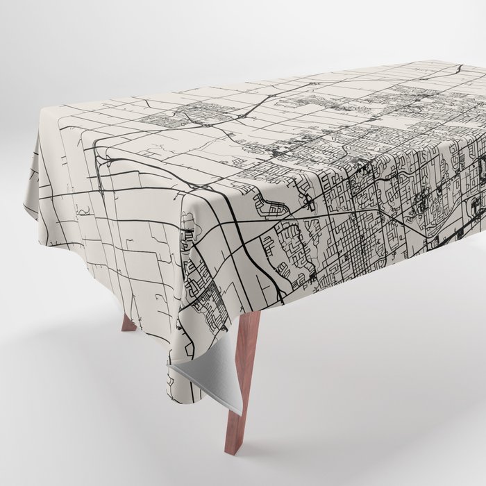 Black and White Canada, Oshawa Map - Minimalist Tablecloth