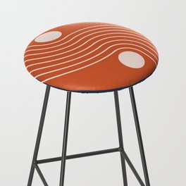 Geometric Lines and Shapes 14 in Navy Blue Orange Bar Stool