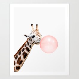 Nursery Art Prints Society6 Giraffe Bubble Gum Pink Animal Nursery Minimal Trendy Decor