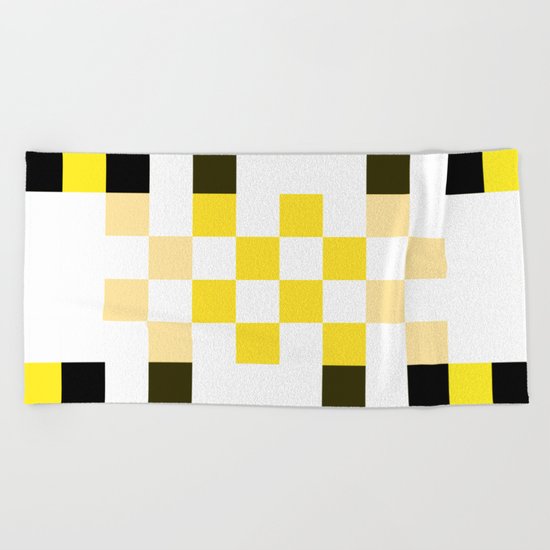 Yellow Pixel Beach Towel