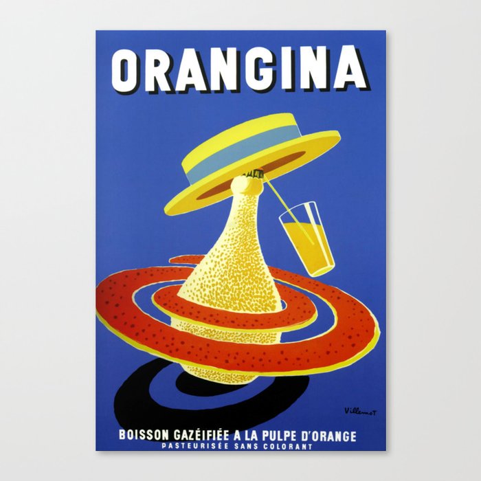 Vintage Advertising Poster - Orangina by Bernard Villemot Canvas Print
