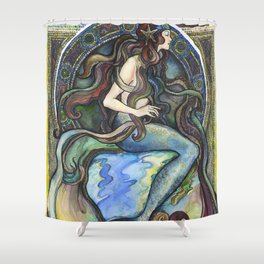 "Under the Sea - A Mermaid", by Fanitsa Petrou Shower Curtain