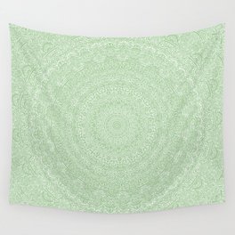 The Most Detailed Intricate Mandala (Green Olive Lime) Maze Zentangle Hand Drawn Popular Trending Wall Tapestry