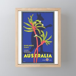1930 AUSTRALIA Kangaroo Paws Wildflowers Travel Poster Framed Mini Art Print