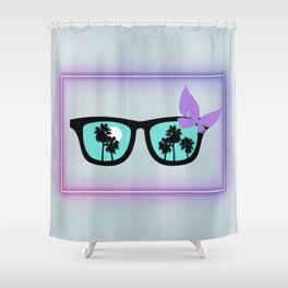 Purple Neon Sunglasses Shower Curtain