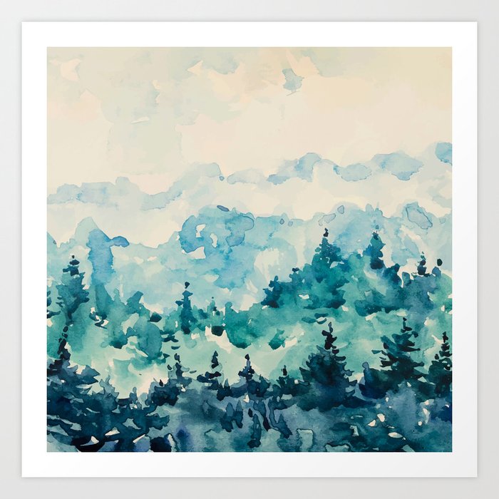 Watercolor Pine Trees 2 Art Print