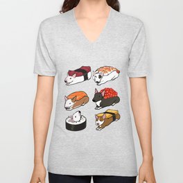 Sushi Bull Terrier V Neck T Shirt