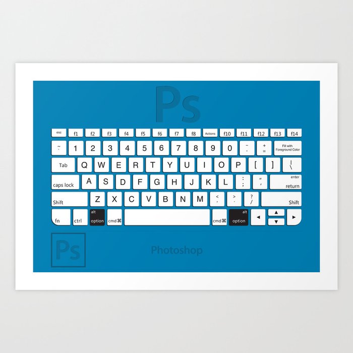 Keyboard Shortcuts Blue Opt Art Print by Skwisgaar Society6