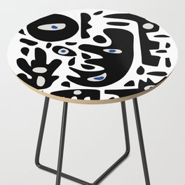 Minimal African Art Black and White Pattern Abstract  Side Table
