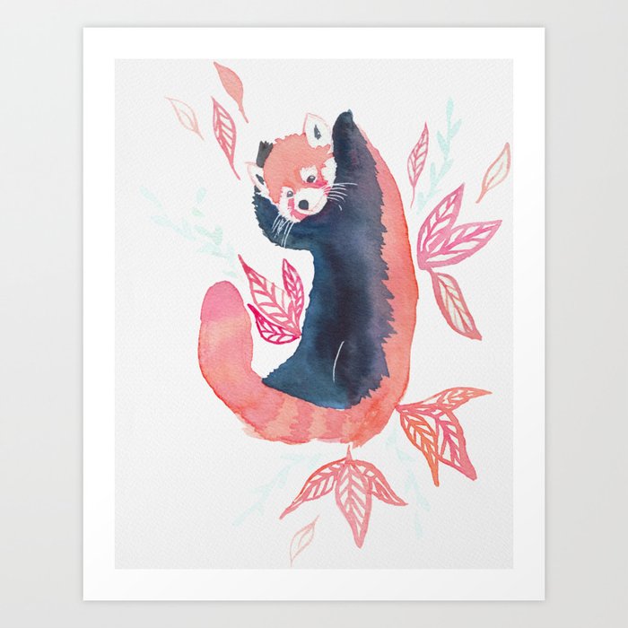 Red Panda Joy Watercolor Art Print By Jesschampagne Society6