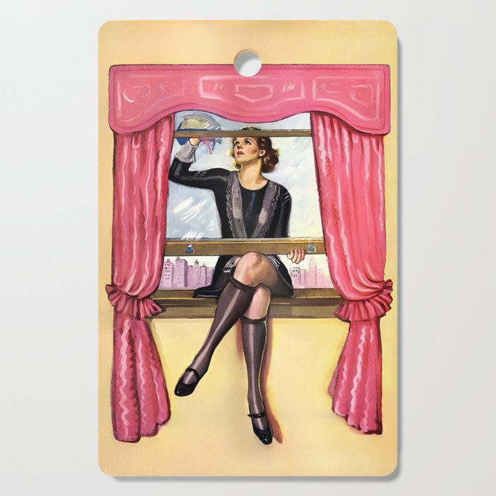The housewife's maid, roaring twenties flapper female jazz age portrait painting Cutting Board