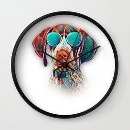 German Shorthaired Pointer Colorful Neon Dog Sunglasses Wall Clock