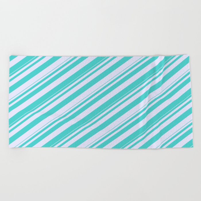 Turquoise & Lavender Colored Lined/Striped Pattern Beach Towel