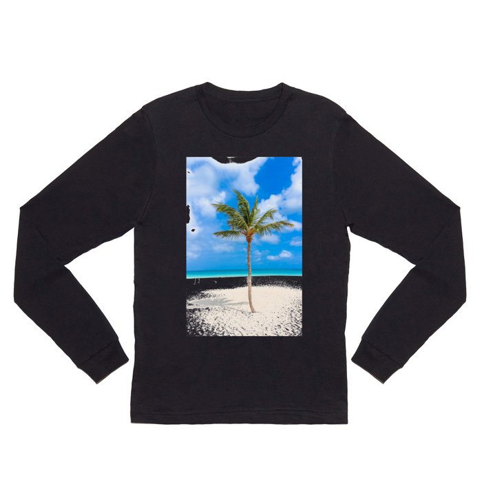 Tropical Island, Palm Tree Long Sleeve T Shirt