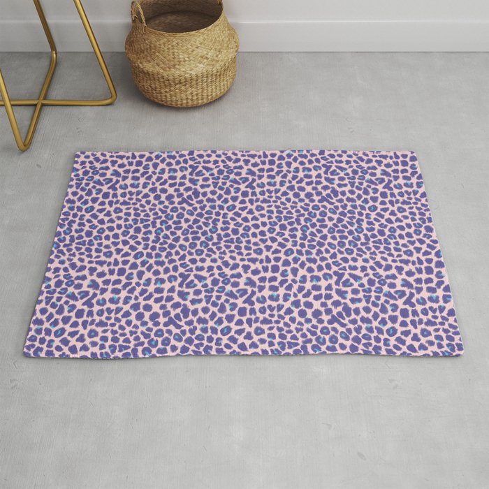 Leopard Spots, Cheetah Print, Lavender, Very Peri, Blush, Brush Strokes Rug
