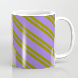 [ Thumbnail: Green & Purple Colored Striped Pattern Coffee Mug ]