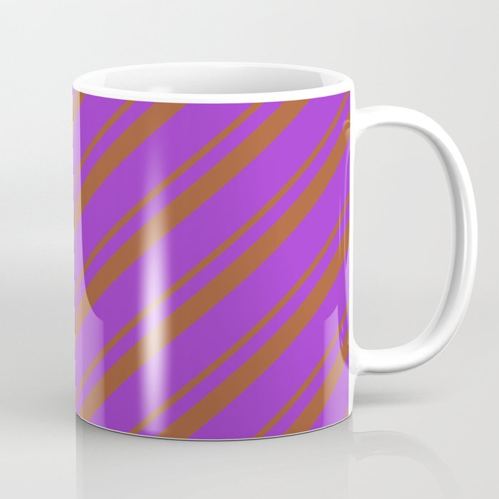 Sienna and Dark Orchid Colored Pattern of Stripes Coffee Mug