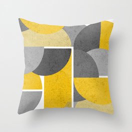 Modern Yellow and Gray Geometric 3 Throw Pillow