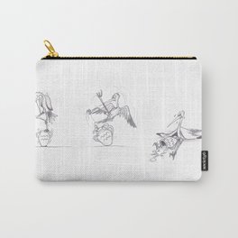 Funny sketch : Stork on a jar (or aquarius sign) Carry-All Pouch | Illustration, Funny, Black and White, Animal 