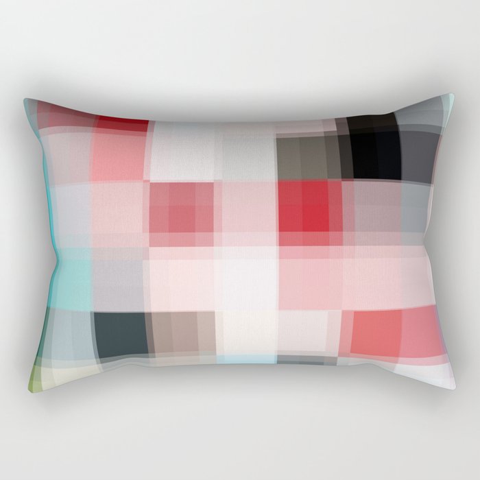 geometric pixel square pattern abstract background in pink red blue Rectangular Pillow