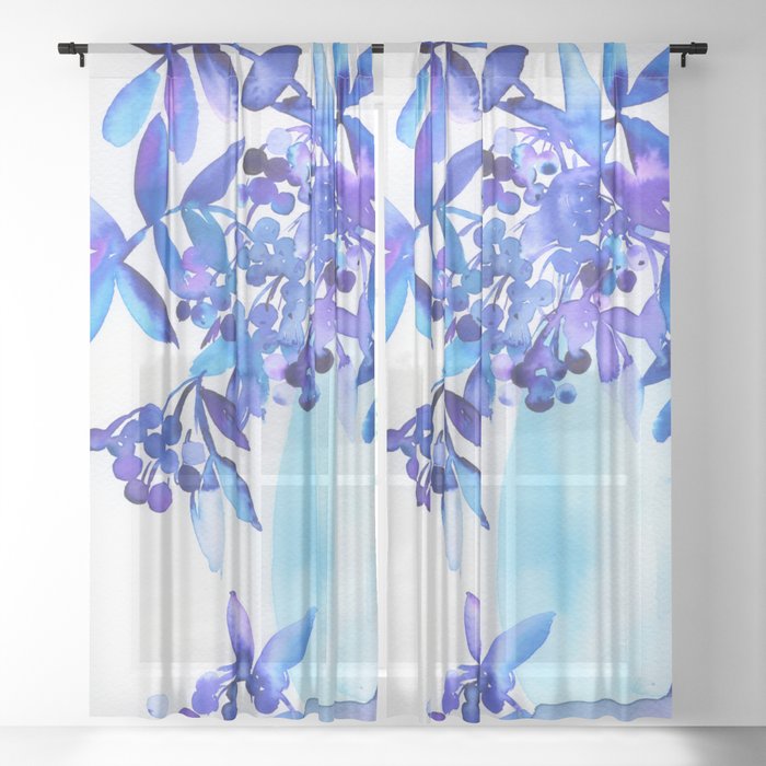 blue stillife: rowan Sheer Curtain