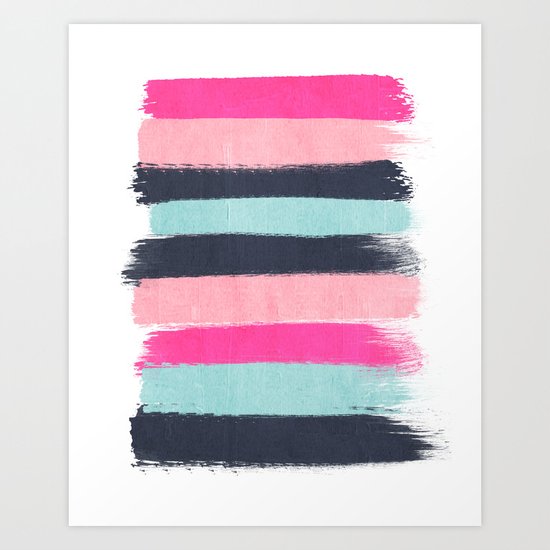 Miri - abstract stripes painterly brushstrokes minimal office dorm or college girly art decor Art Print