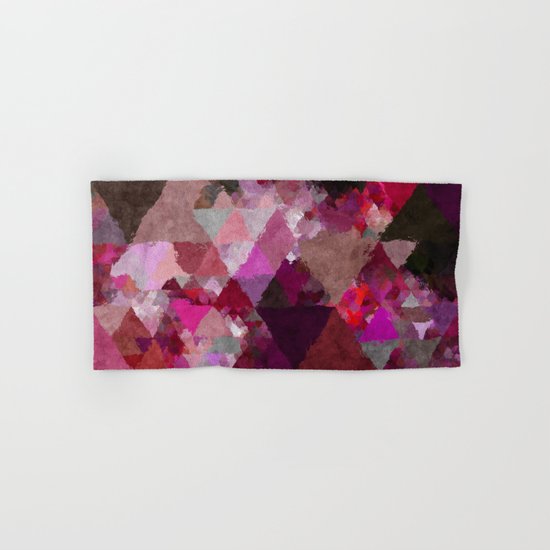 When the night comes- Dark red purple triangle pattern- Watercolor Illustration Hand & Bath Towel
