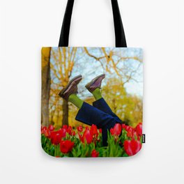 Pushing Tulips  Tote Bag