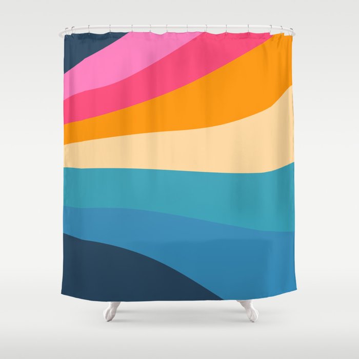inbetween - Colorful Retro Nostalgic Minimalistic Art Design Pattern Shower Curtain