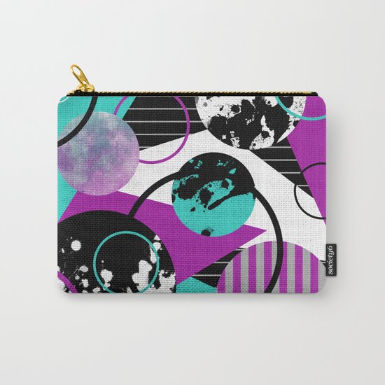Eclectic Geometric (Abstract blue, purple, black, white) Carry-All Pouch