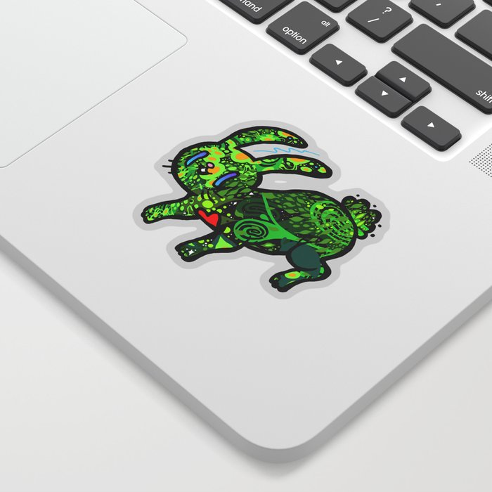 abstract astral rabbit drawing green Sticker