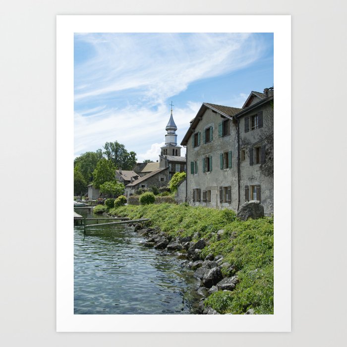 Yvoire Art Print | Photography, Yvoire, Haute-savoie, France, Village, Church, Landscape, Cityscape, Leman-lake, Countryside