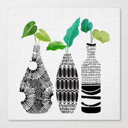 Plants in Black and White Vases Canvas Print