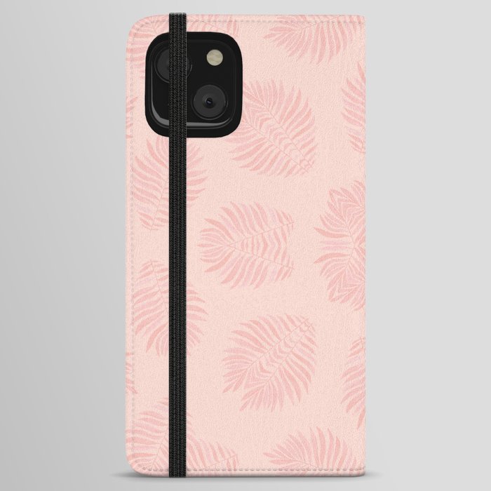 Palm Leaves Kaleidoscope on Pink iPhone Wallet Case