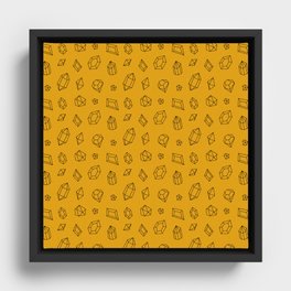 Mustard and Black Gems Pattern Framed Canvas