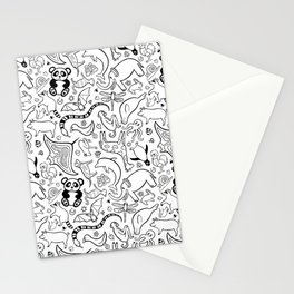 Animal Doodle Pattern Stationery Cards