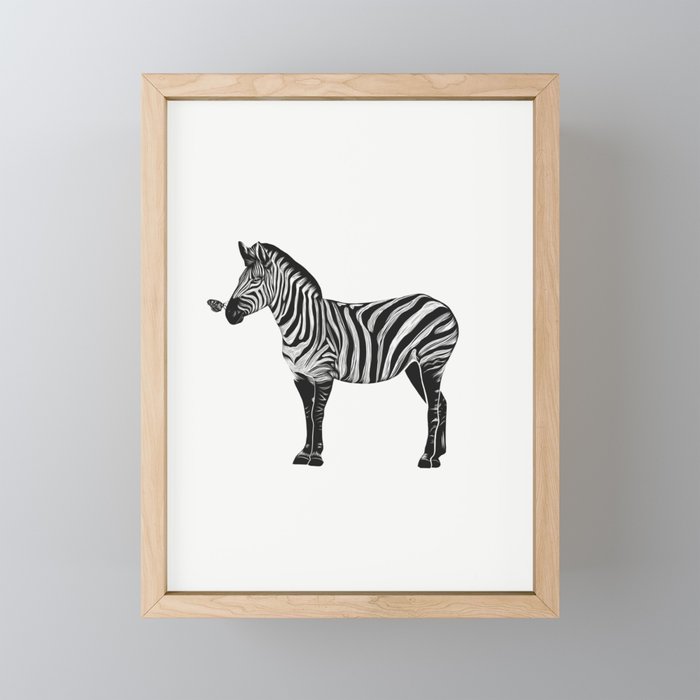 Zebra and Butterfly Framed Mini Art Print