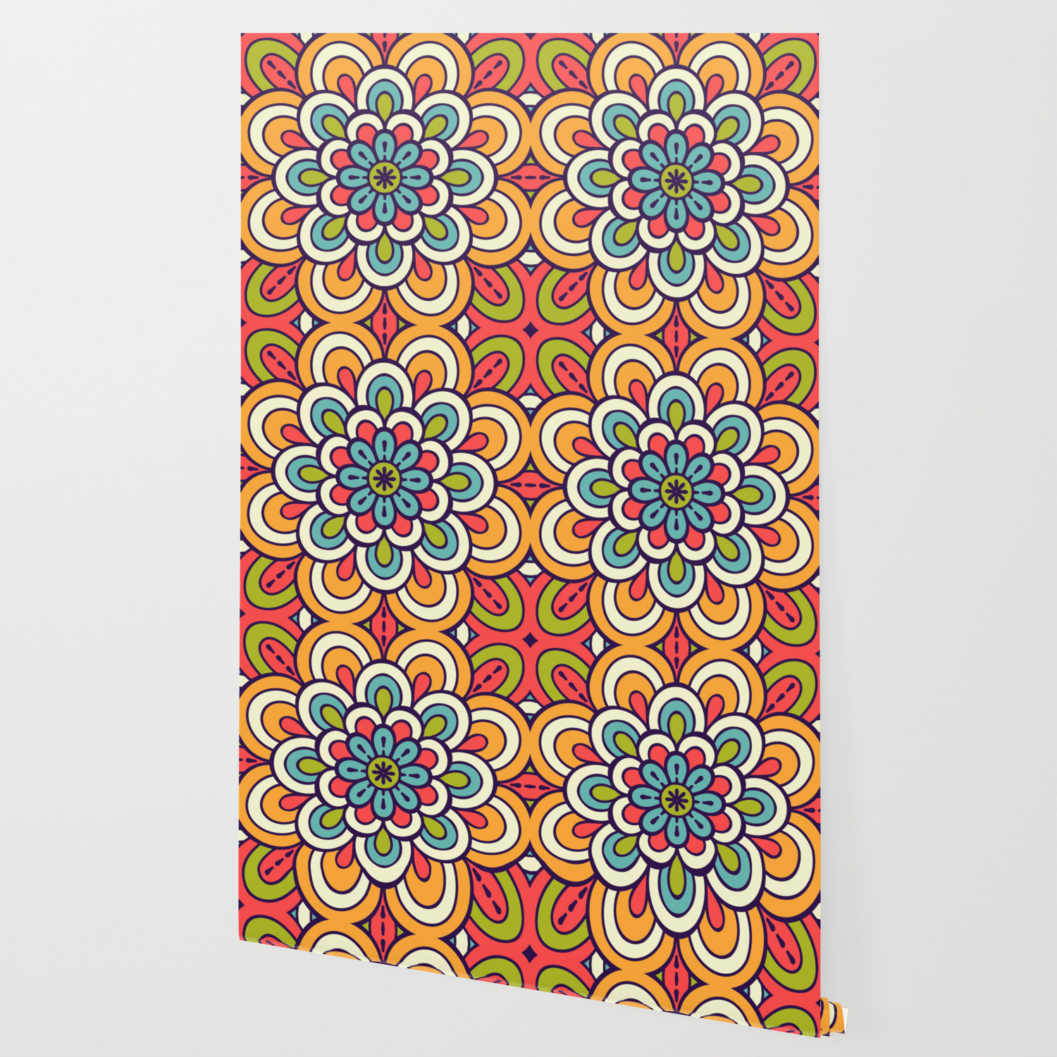 Mandala Colorful Abstract Flower Wallpaper By Jirkasvetlik Society6