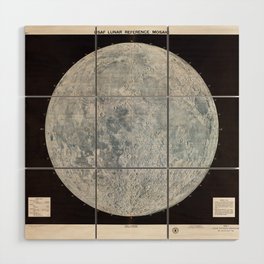 Vintage Lunar Moon Map, 1960s Wood Wall Art