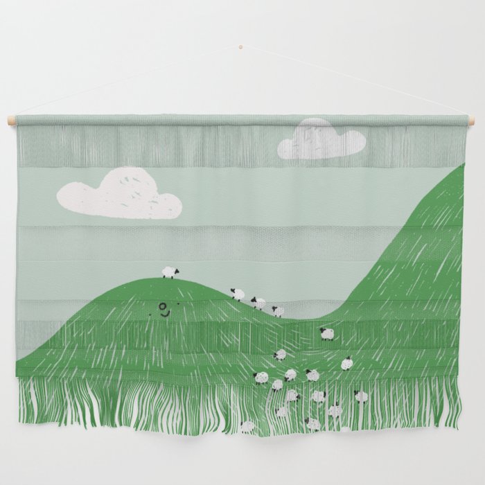 a hill full of sheep Wall Hanging