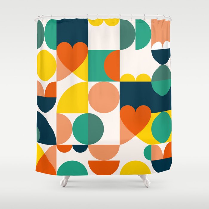 Modern Minimalist Geometrical Pattern Shower Curtain