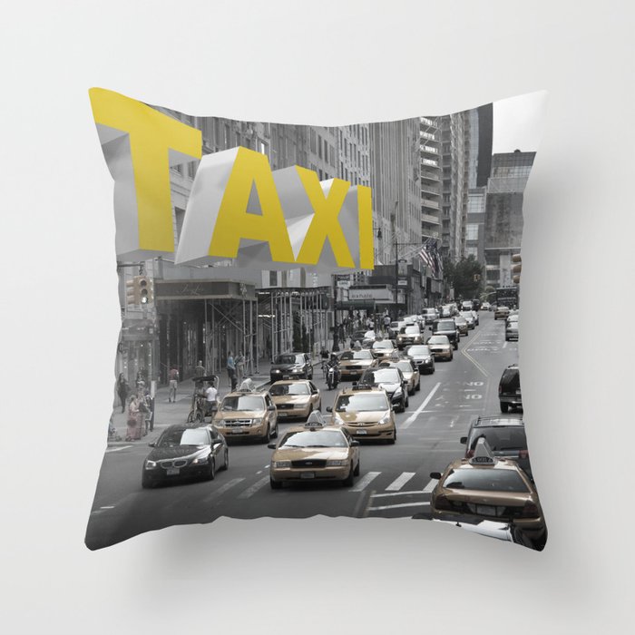 New York Taxi in the air Throw Pillow