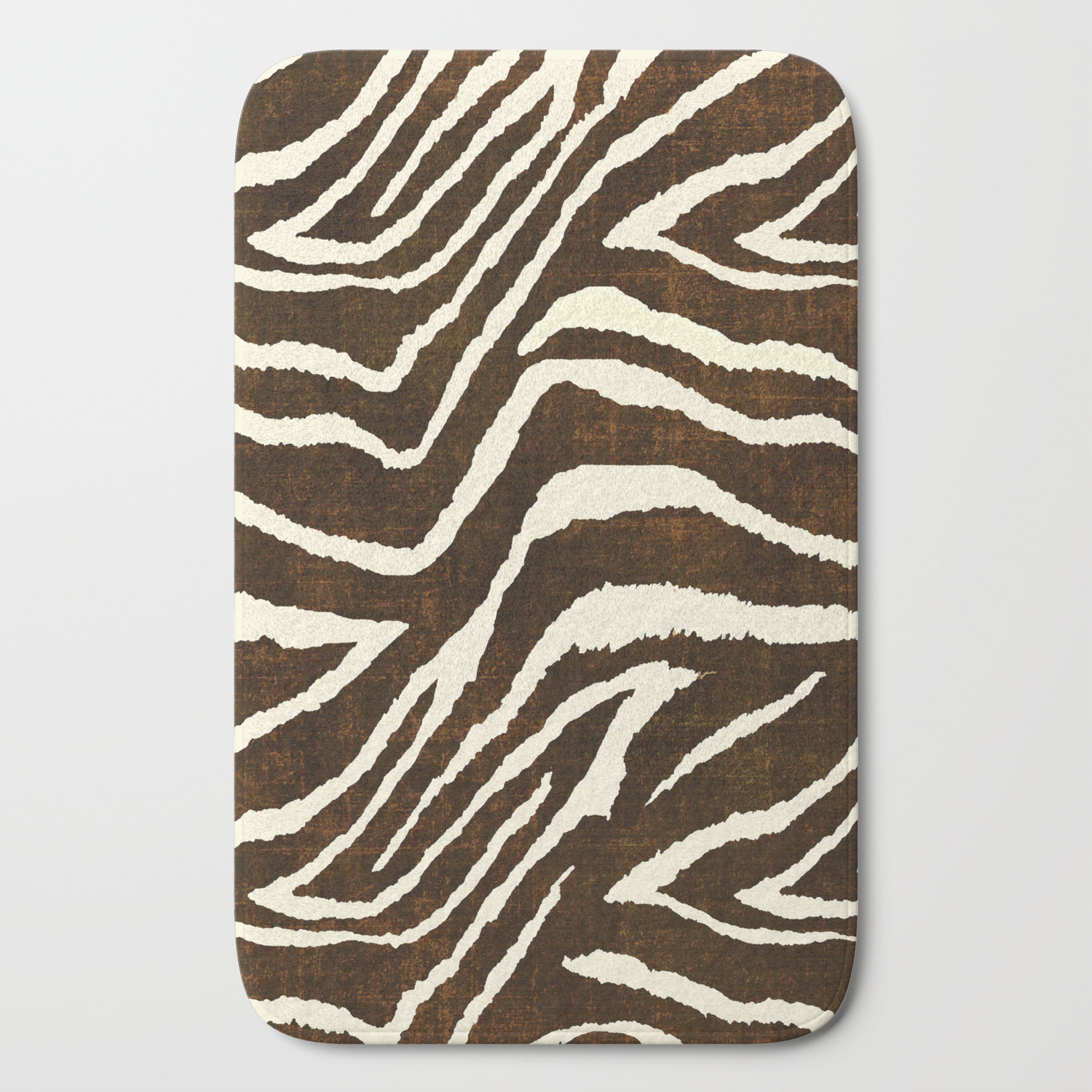 Animal Print Zebra In Winter 2 Brown And Beige Bath Mat By Saundra Myles Society6