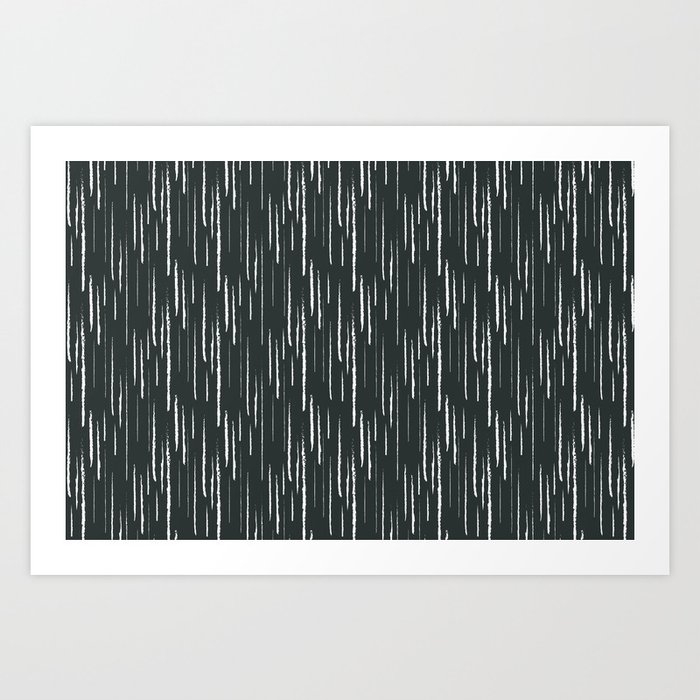 Gray-Green and White Vertical Stripe Pattern Pairs Coloro 2022 Popular Color Dark Springs 087-20-02 Art Print