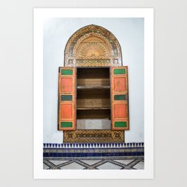 Colorful look at the world | Window frame in Bahia Palace Marrakesh Marocco Art Print