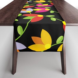 Vintage multicolored flower pattern isolated on dark background! Table Runner