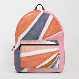 Vanishing point Backpack | Bright, Faraway, Angular, Bold, Horizon, Whitebackground, Watercolor, Kidroom, Pattern, Pink 