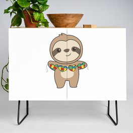 Autism Awareness Month Puzzle Heart Sloth Credenza