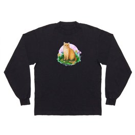 Orange Tabby Cat in the Flower Patch Long Sleeve T-shirt