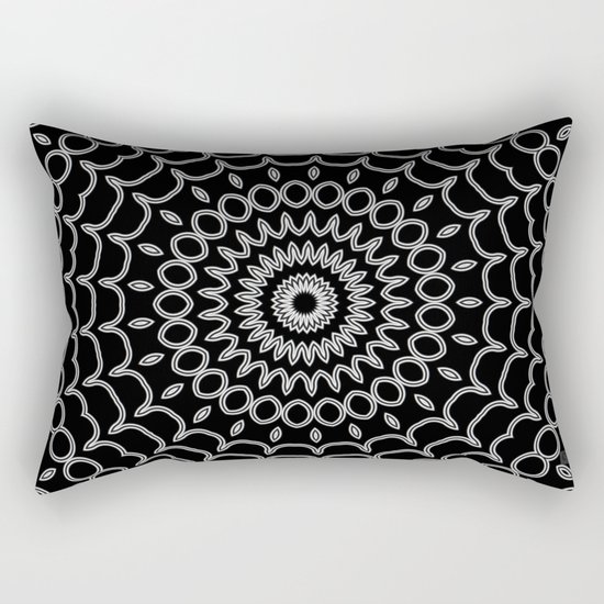 Mandala Fractal in Black and White Rectangular Pillow